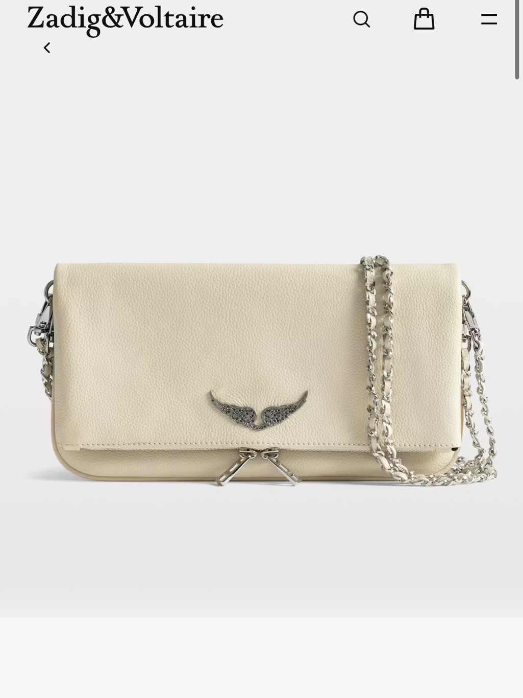 Zadig & Voltaire Cream Leather Chain Crossbody Bag With Silver Hardware